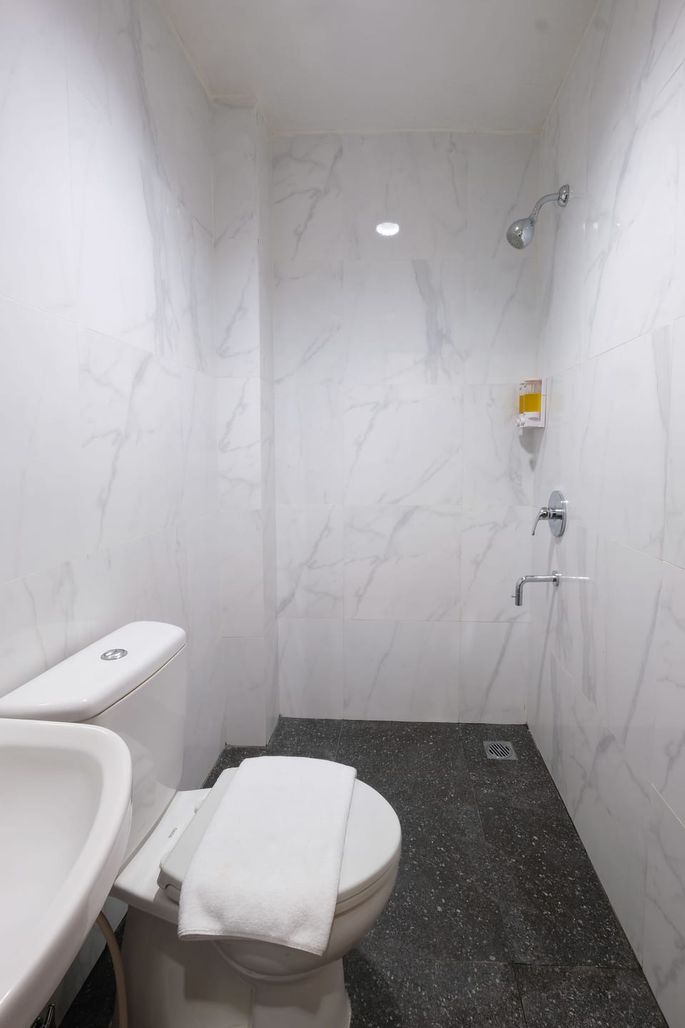 Shower, slippers, towels