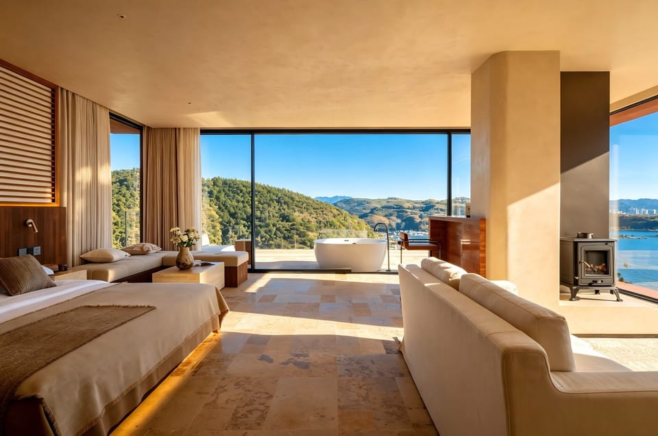Superior Suite, Patio, Sea View | Minibar, desk, laptop workspace, blackout drapes