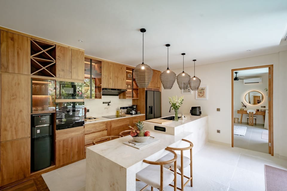 Luxury Villa, 3 Bedrooms, Pool View | Private kitchen | Fridge, microwave, oven, stovetop