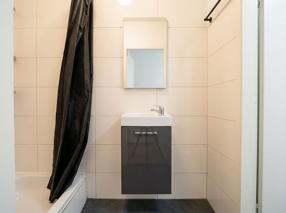 Basic Apartment | Bathroom | Shower, free toiletries, hair dryer, towels