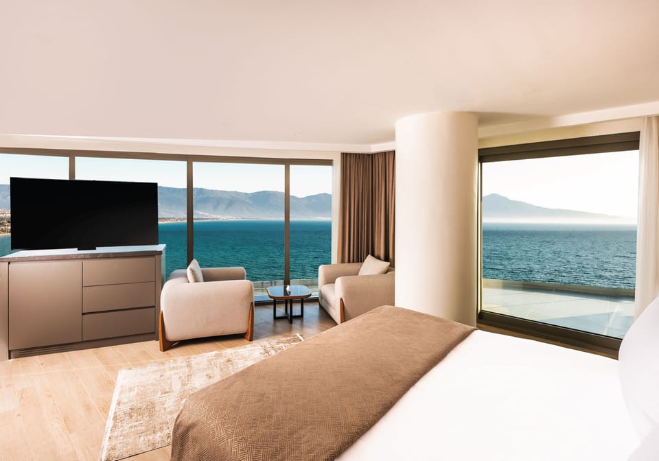 Family Room, Balcony, Sea View | Premium bedding, free minibar, in-room safe, blackout drapes