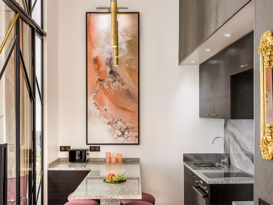 Apartment | Private kitchen | Fridge, microwave, oven, stovetop