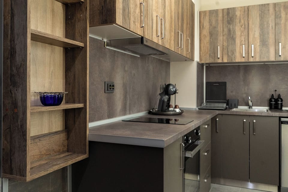 Deluxe Apartment, Balcony, City View | Private kitchen | Full-size fridge, microwave, dishwasher, electric kettle