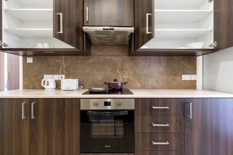 Apartment, 1 Double Bed with Sofa bed, Kitchen, City View | Private kitchen | Coffee/tea maker, full-size fridge, microwave, oven