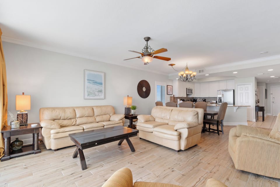 Signature Condo, 3 Bedrooms, Balcony, Beach View | Living room | 45-inch Smart TV with satellite channels