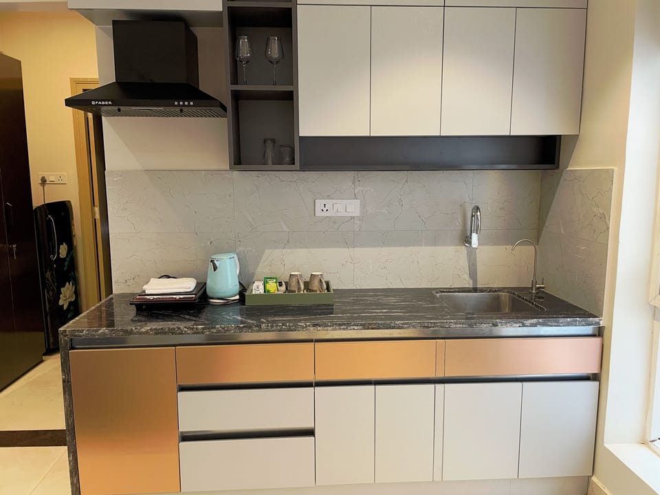 Standard Apartment, Balcony, Garden View | Private kitchen | Electric kettle