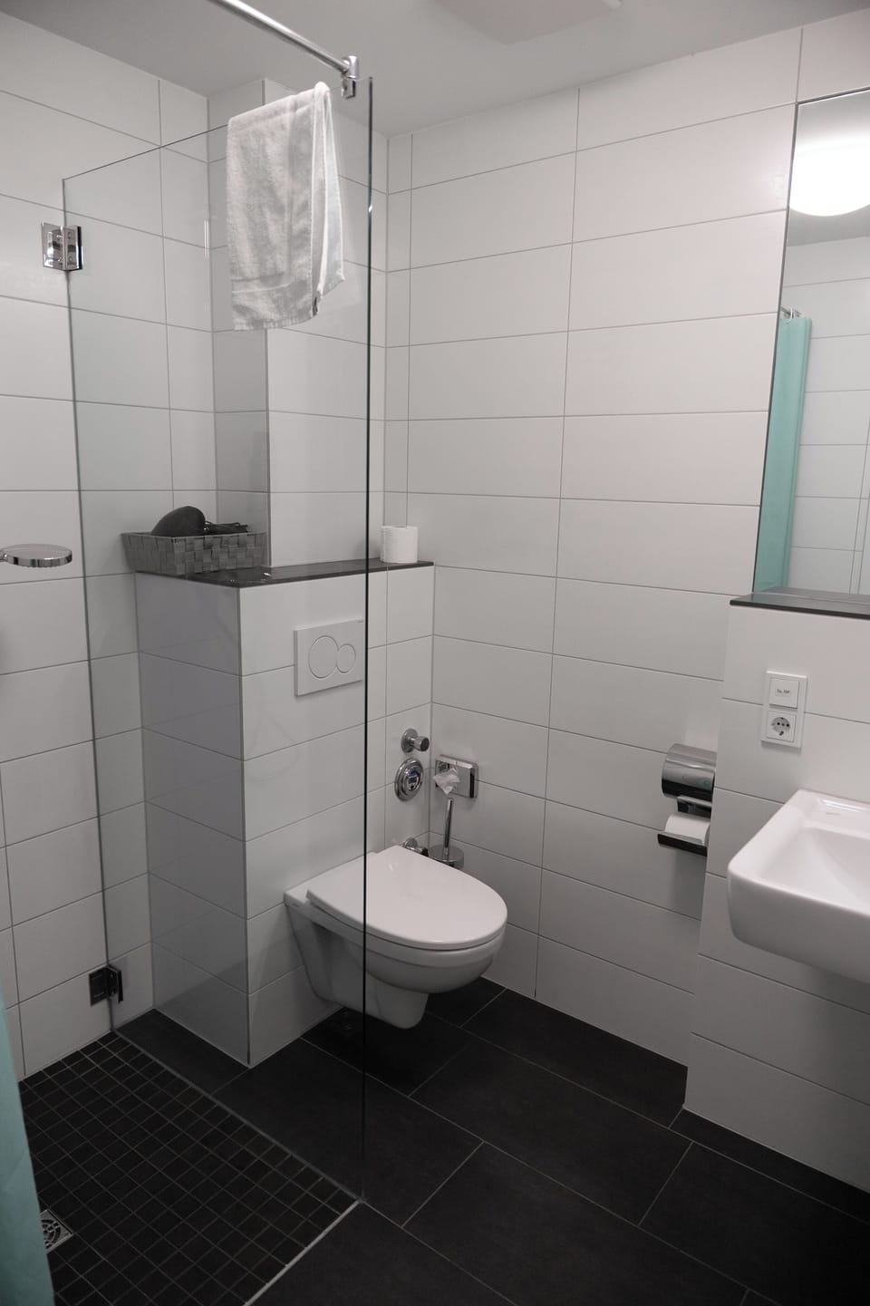 Shower, towels, soap, shampoo
