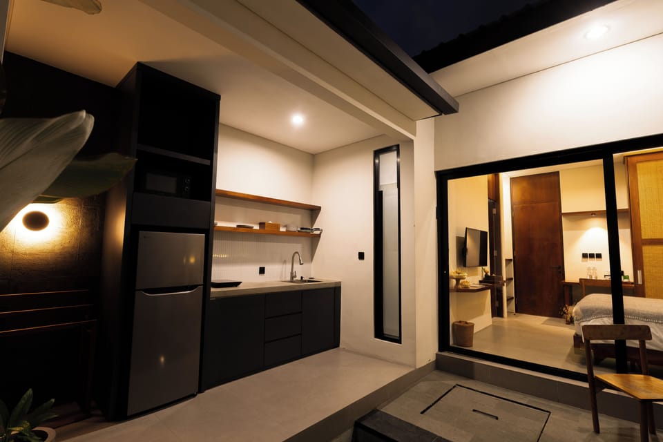Villa, 1 Bedroom, Private Pool | Private kitchen | Fridge, stovetop, electric kettle, cookware/dishes/utensils