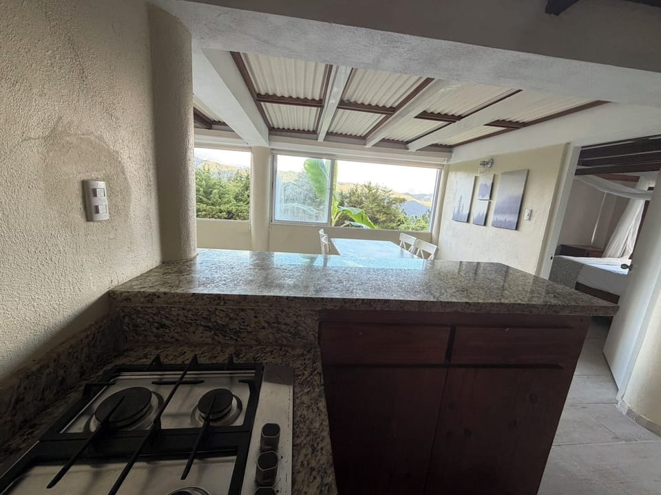 Family Quadruple Room, Mountain View | Private kitchen | Full-size fridge, stovetop, cookware/dishes/utensils