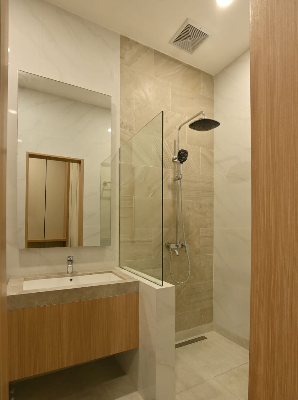 Shower, rainfall showerhead, hair dryer, bidet