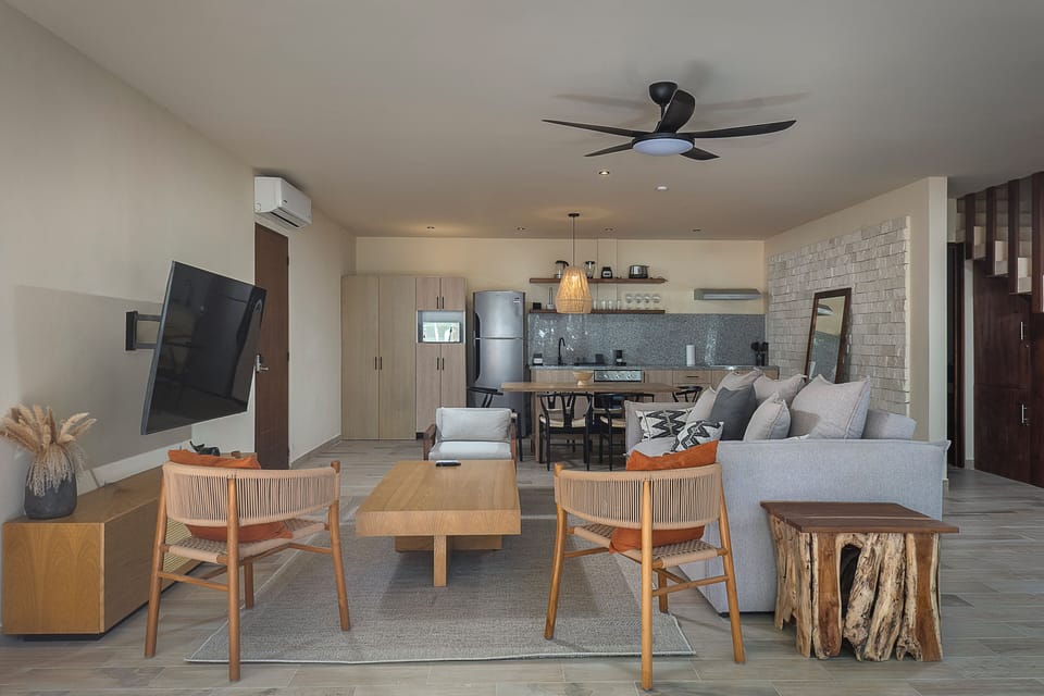 Superior Apartment, Private Pool | Living area | Flat-screen TV