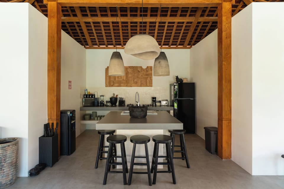 Deluxe Villa, Balcony, Pool View | Private kitchen | Fridge, stovetop, coffee/tea maker, electric kettle