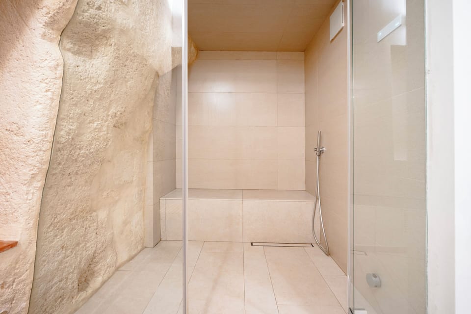 Luxury Double Room | Bathroom | Hair dryer, towels, soap, shampoo