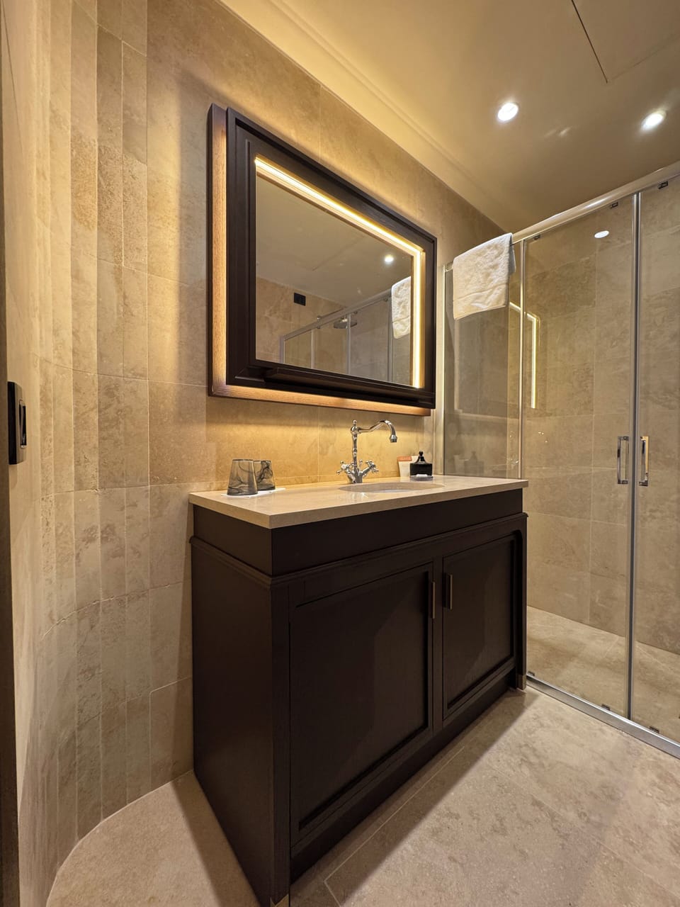 Shower, free toiletries, hair dryer, bathrobes