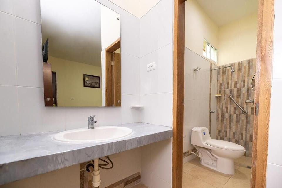 Shower, soap, toilet paper