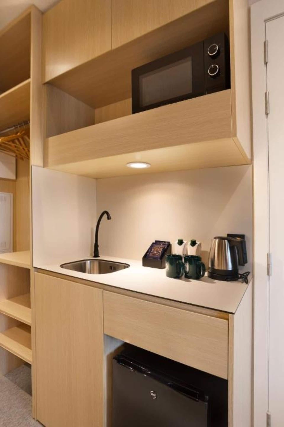 Standard Double Room | Private kitchen | Mini-fridge, microwave