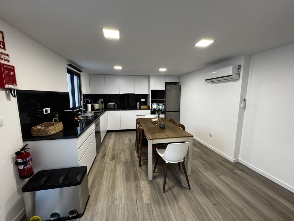 Full-size fridge, microwave