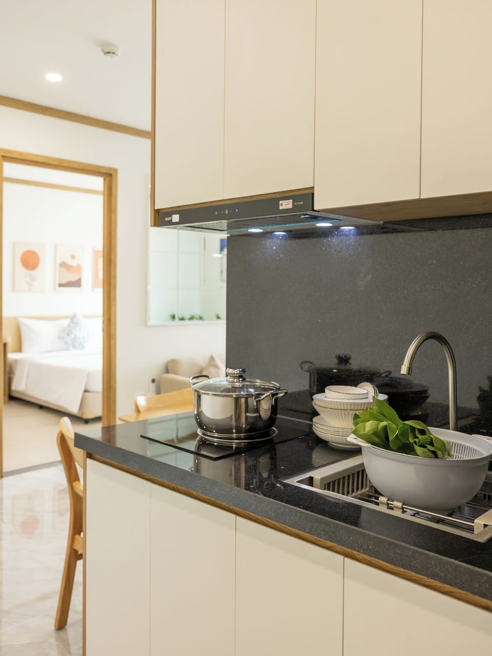 Superior Apartment, 1 King Bed with Sofa bed, City View | Private kitchen | Full-size fridge, rice cooker, cookware/dishes/utensils