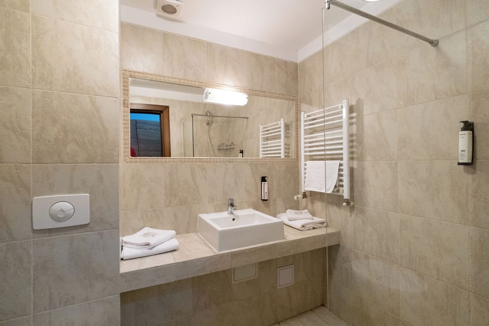 Double or Twin Room, Balcony, City View | Bathroom | Shower, hair dryer, towels, soap