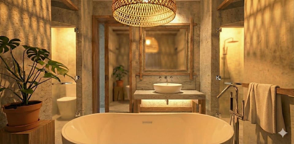 Ocean View Pool Villa | Bathroom | Free toiletries, hair dryer, bathrobes, slippers