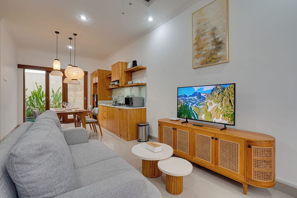 Villa, Balcony, Pool View | Living area | 43-inch LED TV with digital channels, Netflix, streaming services
