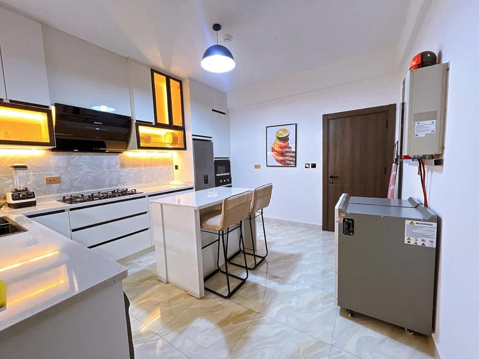 Deluxe Apartment, Balcony, City View | Private kitchen | Fridge, microwave, oven, stovetop