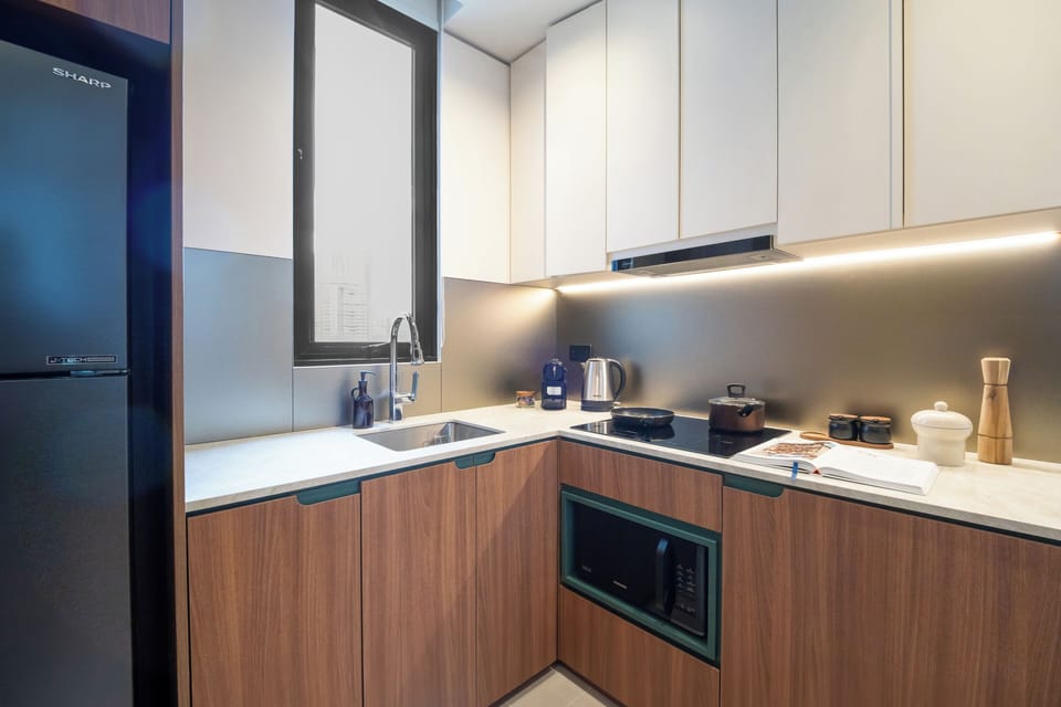 Grand Suite, Mobility Accessible | Private kitchen | Coffee/tea maker, full-size fridge, microwave, dishwasher