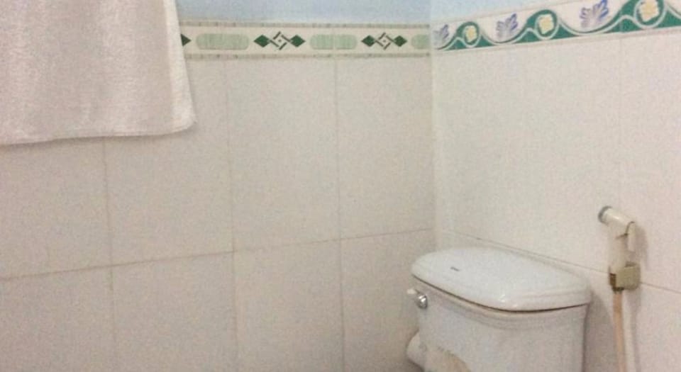 Shower, free toiletries, slippers, towels