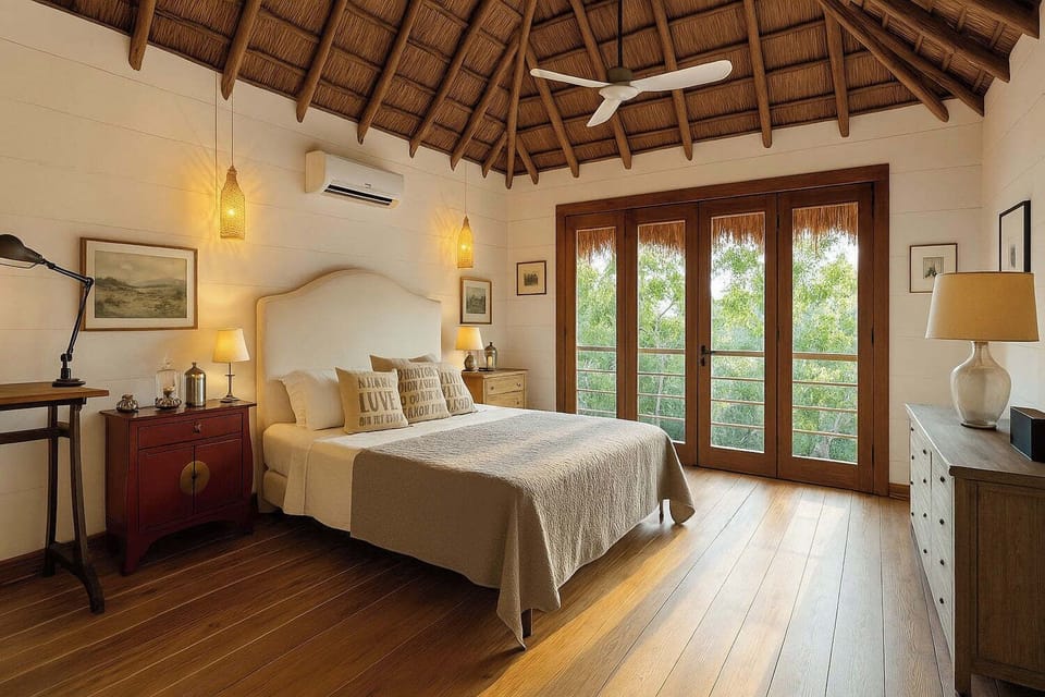Deluxe Cabin, 1 Queen Bed, Garden View | Living area