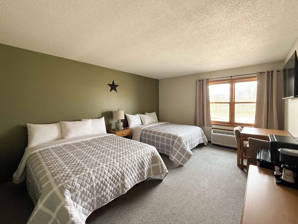 Double Room, 2 Queen Beds, Non Smoking | Laptop workspace, blackout drapes, iron/ironing board, free WiFi