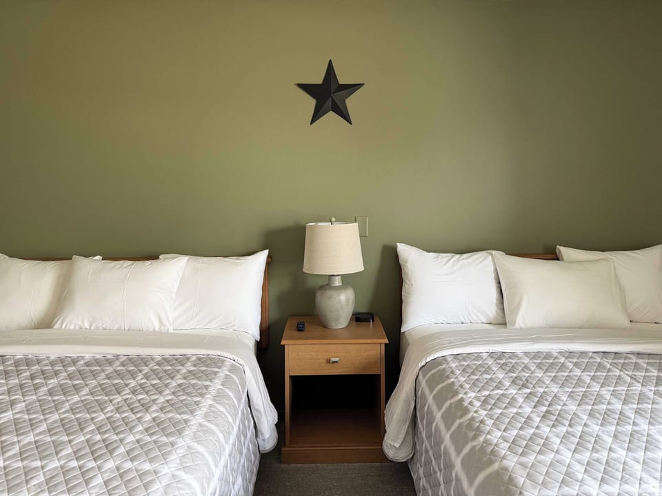 Deluxe Double Room, 2 Queen Beds, Non Smoking | Laptop workspace, blackout drapes, iron/ironing board, free WiFi