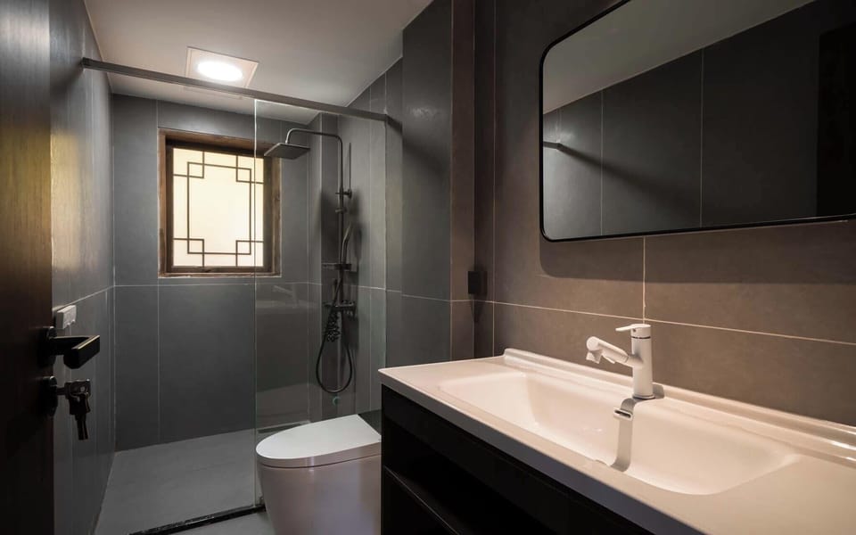 Classic Double Room, Patio | Bathroom | Free toiletries, hair dryer, slippers, towels