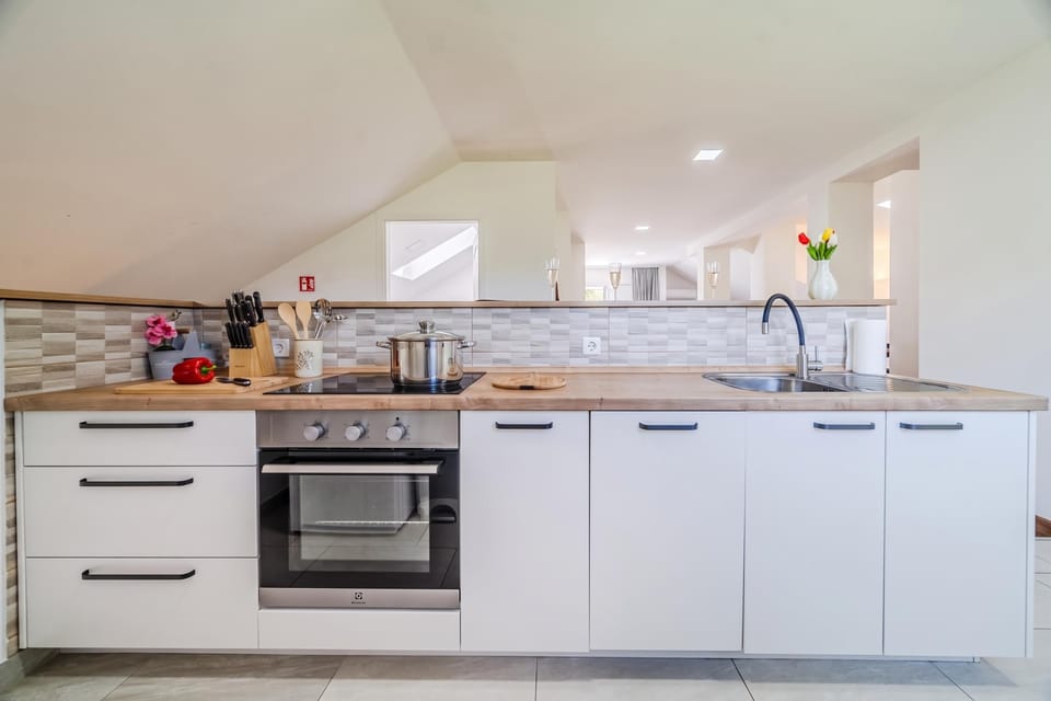 Family House, 4 Bedrooms, 2 Bathrooms (The Blue House with Sauna & Jacuzzi) | Private kitchen