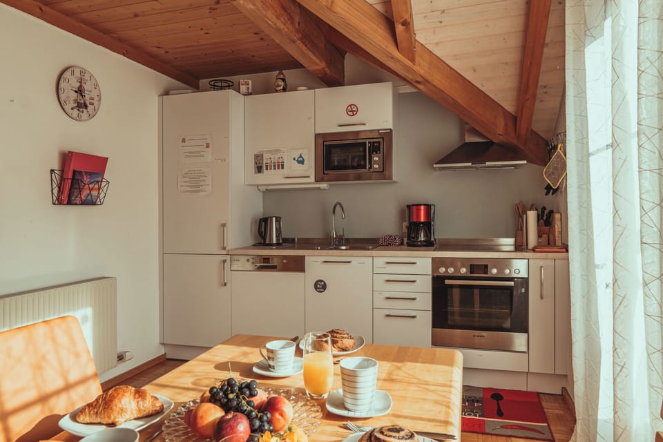 Comfort Apartment, 2 Bedrooms, Balcony, Mountain View | Private kitchen | Electric kettle, toaster, highchair