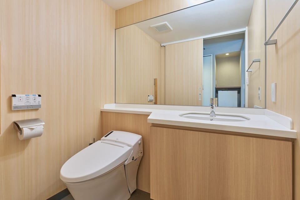 Hair dryer, slippers, towels, soap