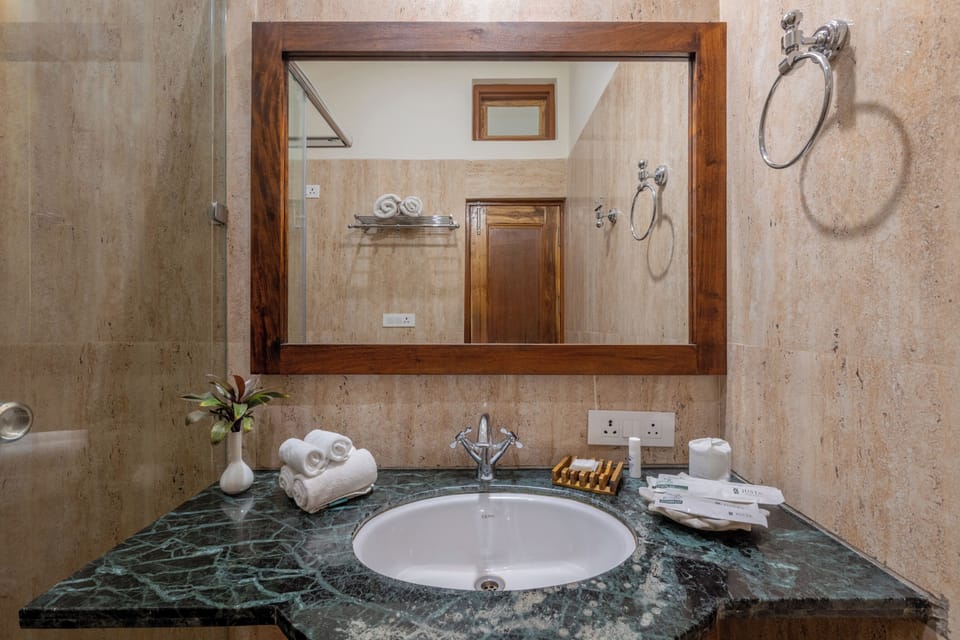 Standard Room, Forest View | Bathroom | Shower, hair dryer, towels, soap