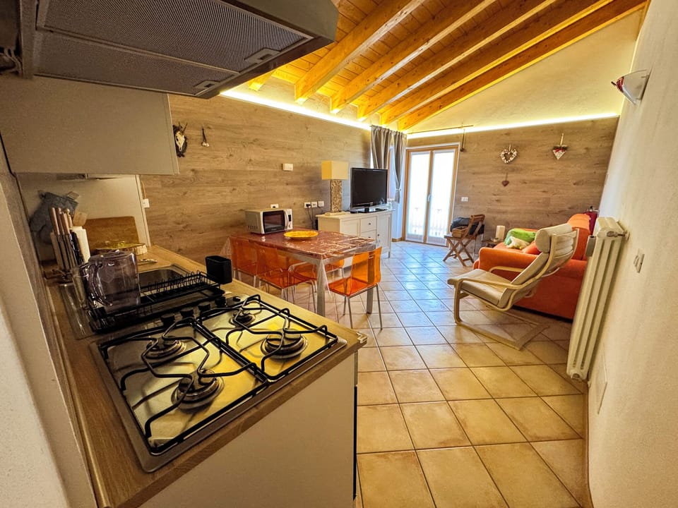 Full-size fridge, microwave, oven, stovetop