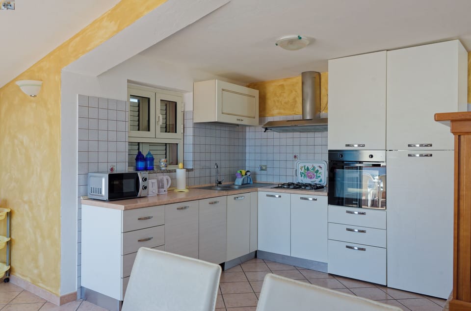 Full-size fridge, microwave, oven, stovetop