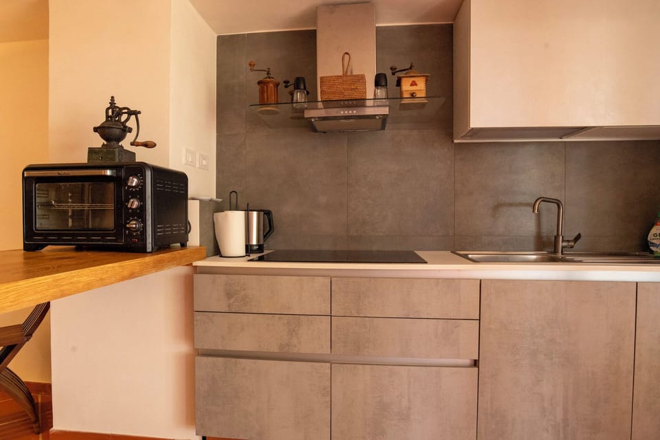 Full-size fridge, oven, stovetop, dishwasher