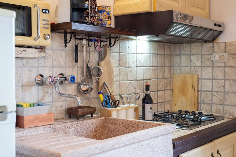 Full-size fridge, microwave, oven, stovetop