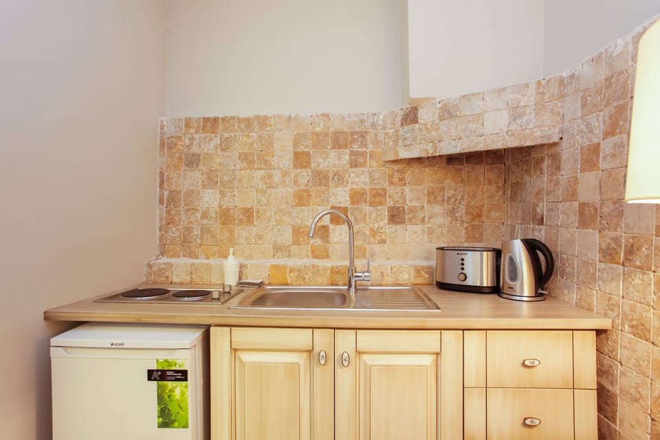 Mini-fridge, electric kettle