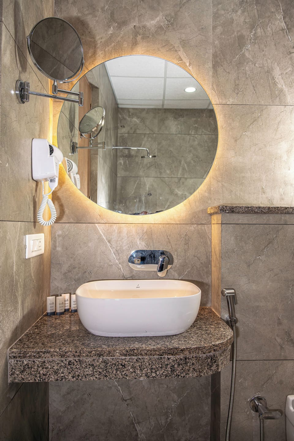 Shower, towels, soap, shampoo