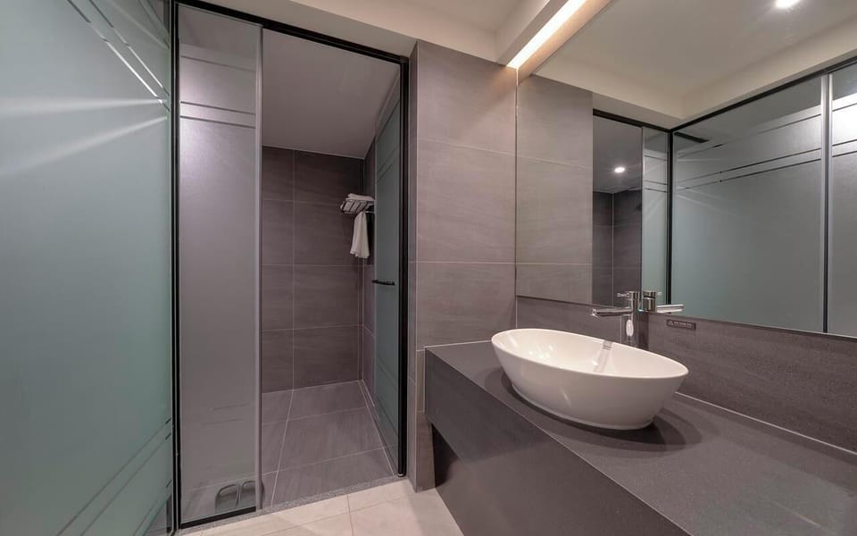 Deluxe Double Room | Bathroom | Hair dryer, towels, soap, shampoo