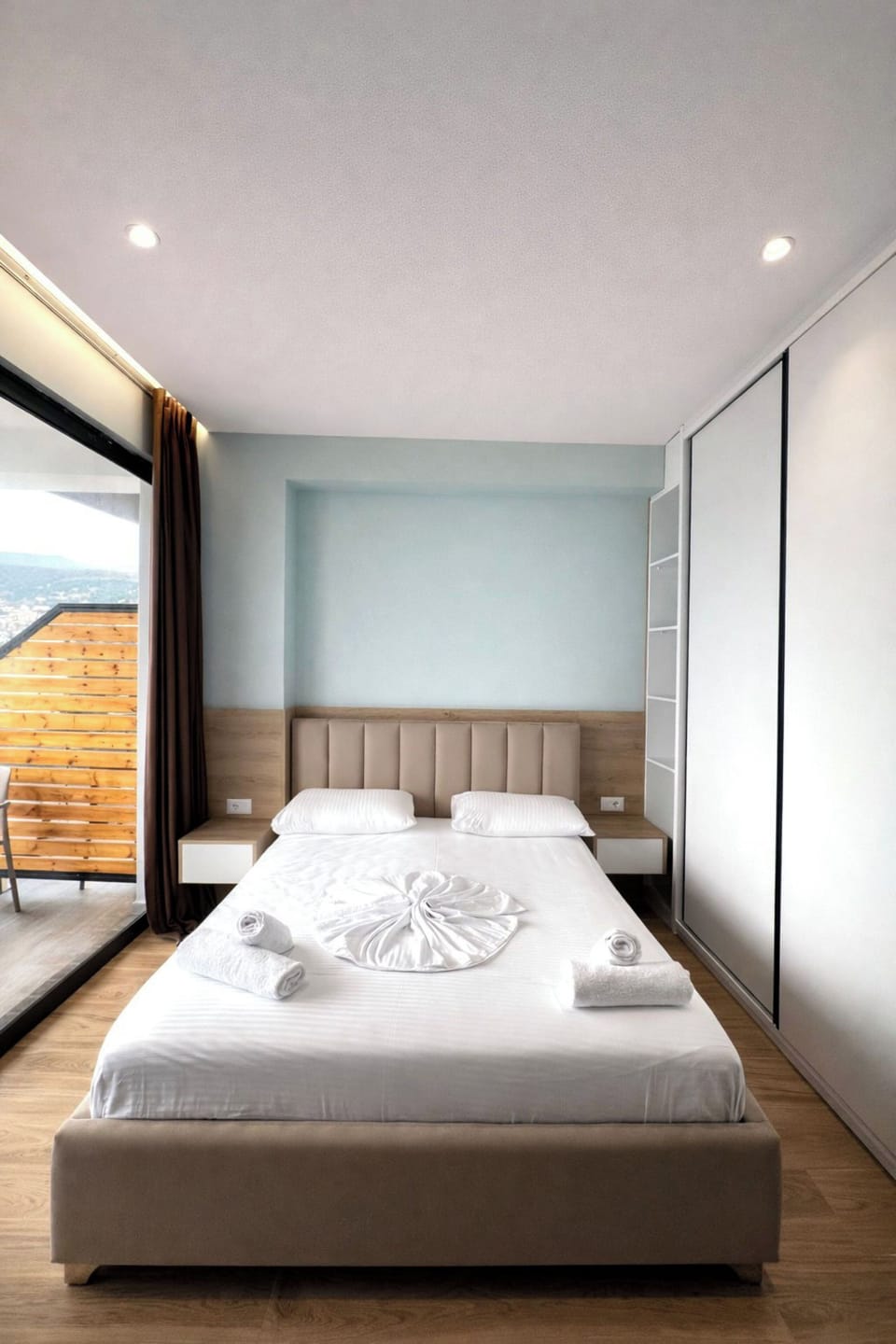 Double Room, Balcony, Sea View | Iron/ironing board (on request), bed sheets