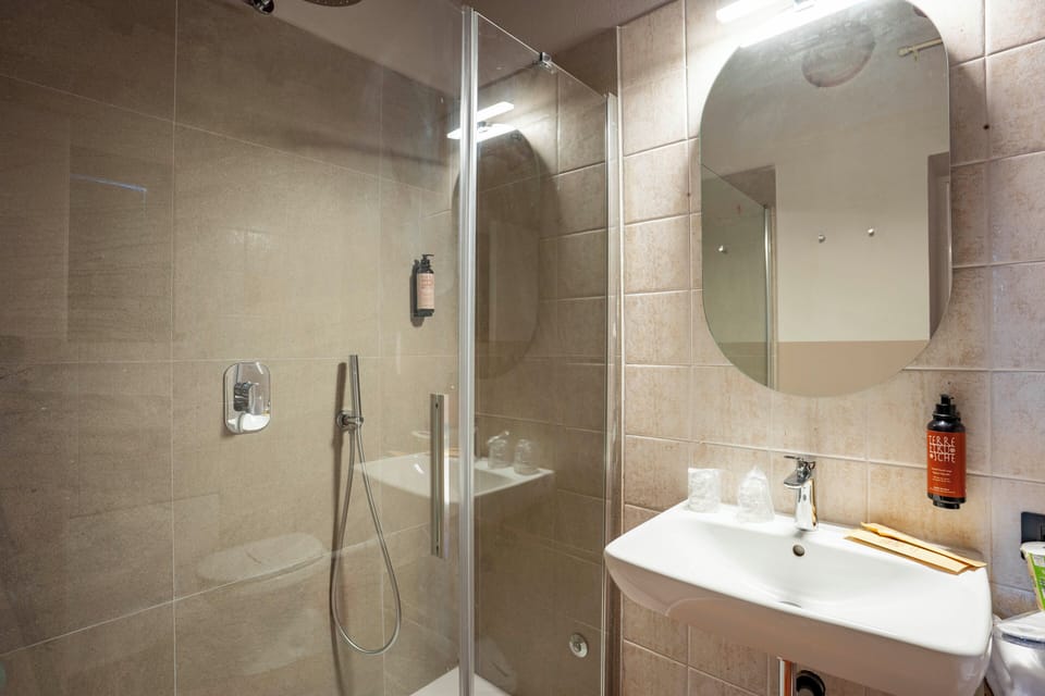 Comfort Double or Twin Room, Garden View | Bathroom | Shower, hair dryer, towels, soap