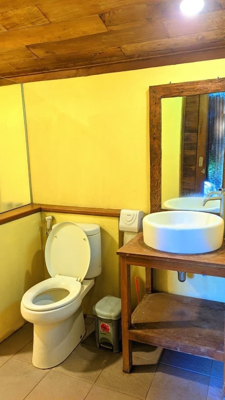 Shower, free toiletries, towels