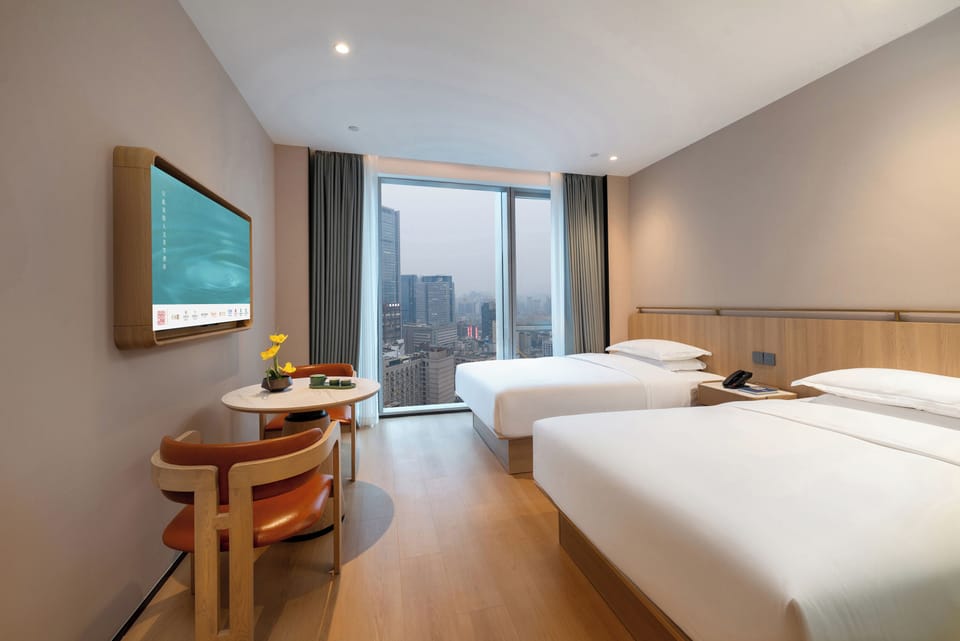 Classic Twin Room, 2 Double Beds, Housekeeping, City View | Desk, laptop workspace, WiFi (free)