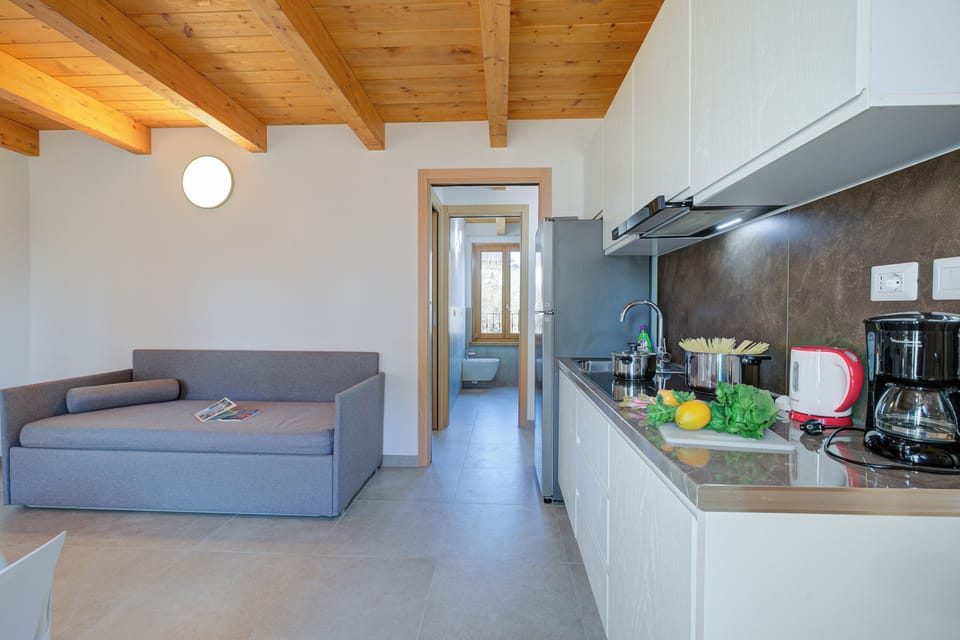 Family Apartment, Multiple Bedrooms (Residenza Lugana - Apt 3) | Private kitchen | Fridge, microwave, stovetop, coffee/tea maker