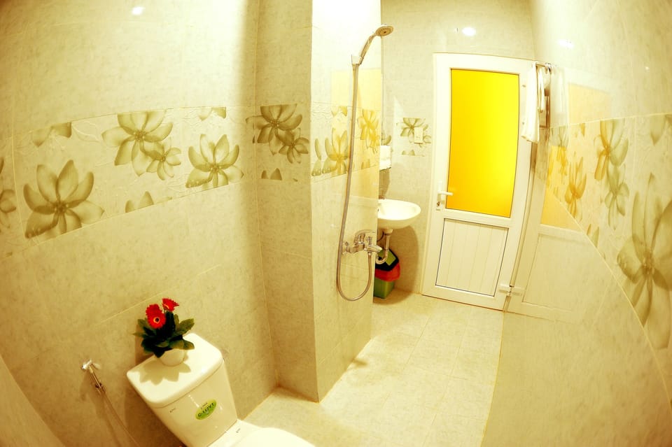 Shower, free toiletries, towels