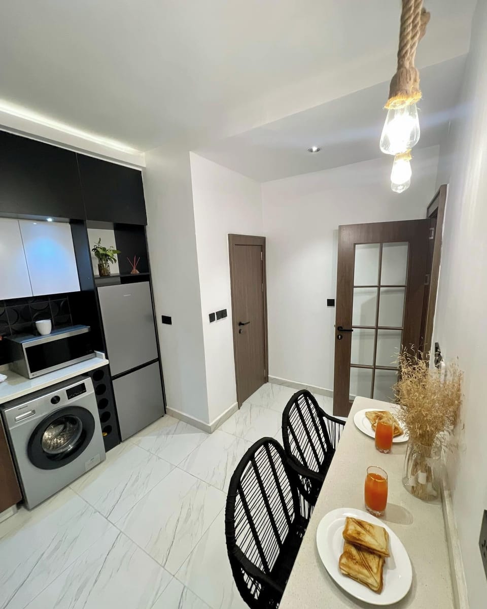 Economy Apartment, Balcony, City View | Private kitchen | Fridge, microwave, oven, stovetop